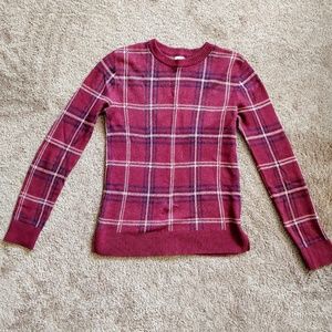Women’s Maroon Argyle Plaid Sweater Size Small